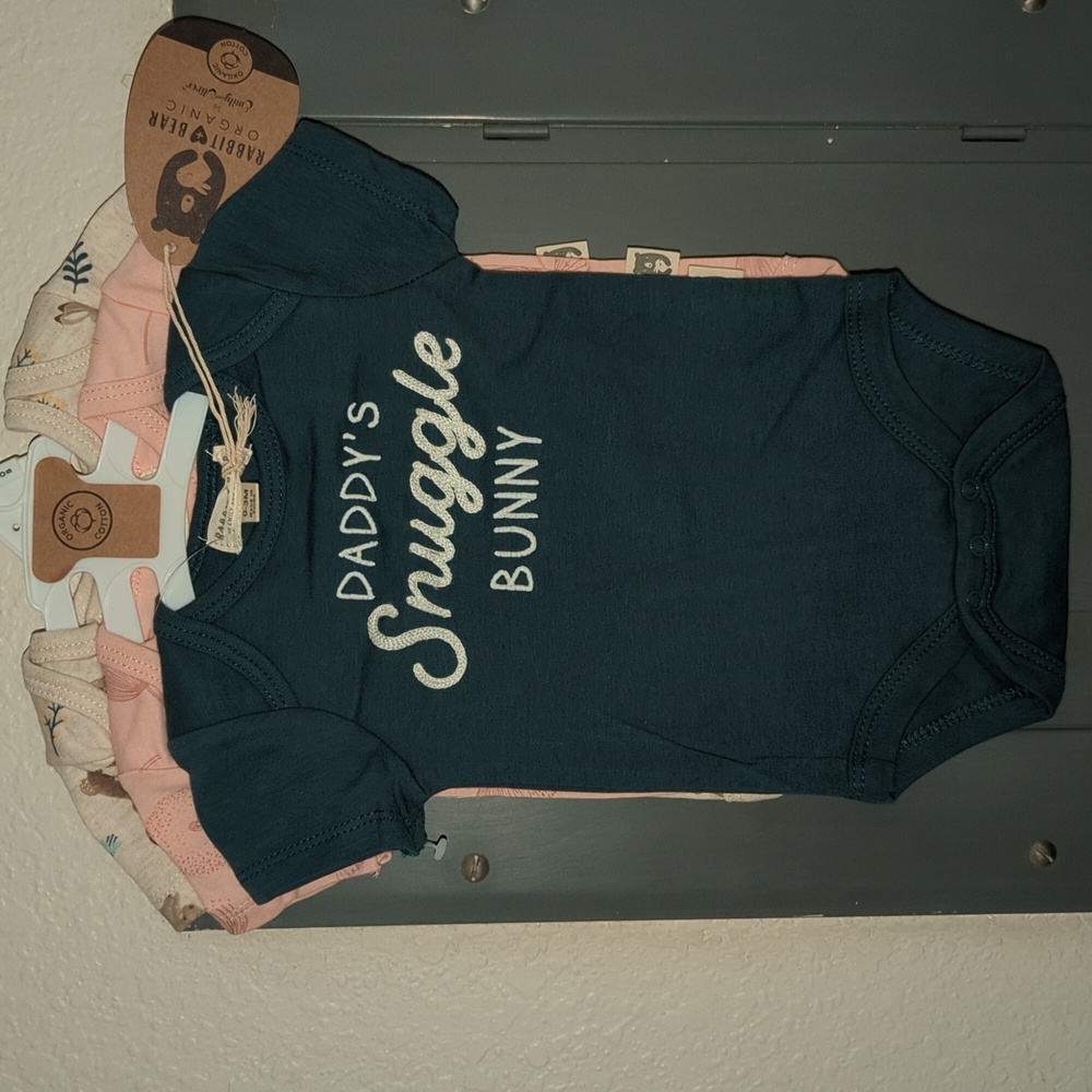 Rabbit + Bear By Emily and Oliver 3-set Onesies, Size 0-9M, 100% Organic Cotton